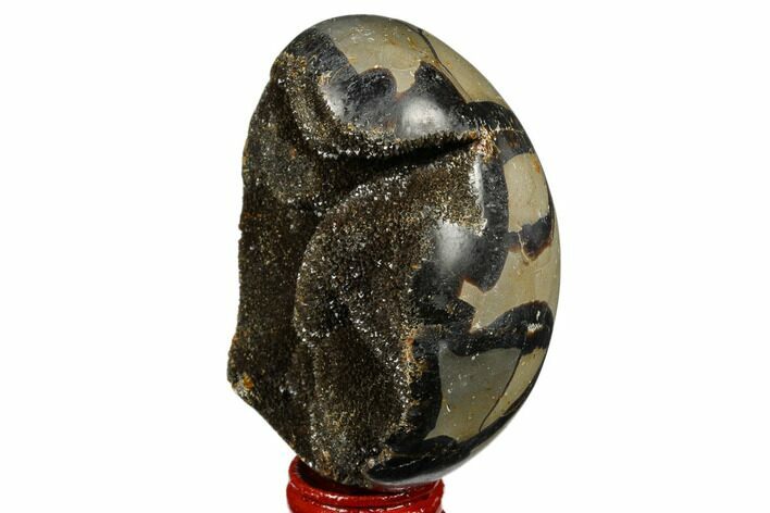 Septarian Dragon Egg Geode - Black Crystals #177395